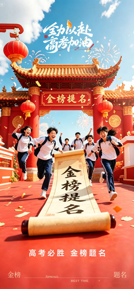 源文件下载【享设计】搜索编号：58870036654182565【高考加油金榜题名海报】