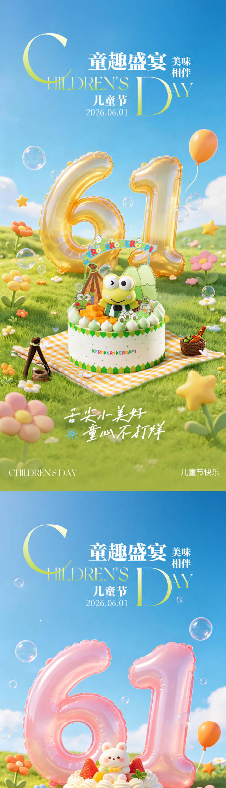 源文件下载【享设计】搜索编号：93600037042319462【六一儿童节美食甜品餐饮海报】