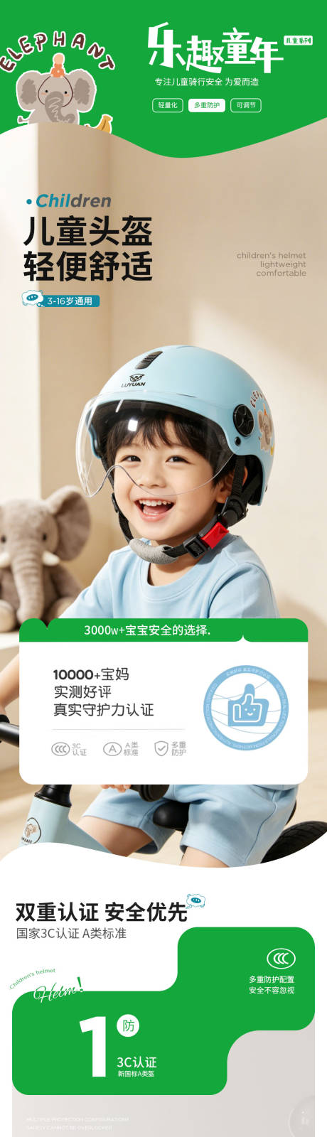 源文件下载【享设计】搜索编号：41540036728388982【儿童卡通电动车头盔详情页】
