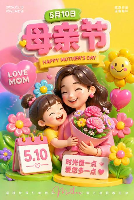 源文件下载【享设计】搜索编号：74280036816789312【感恩母爱插画母亲节海报】