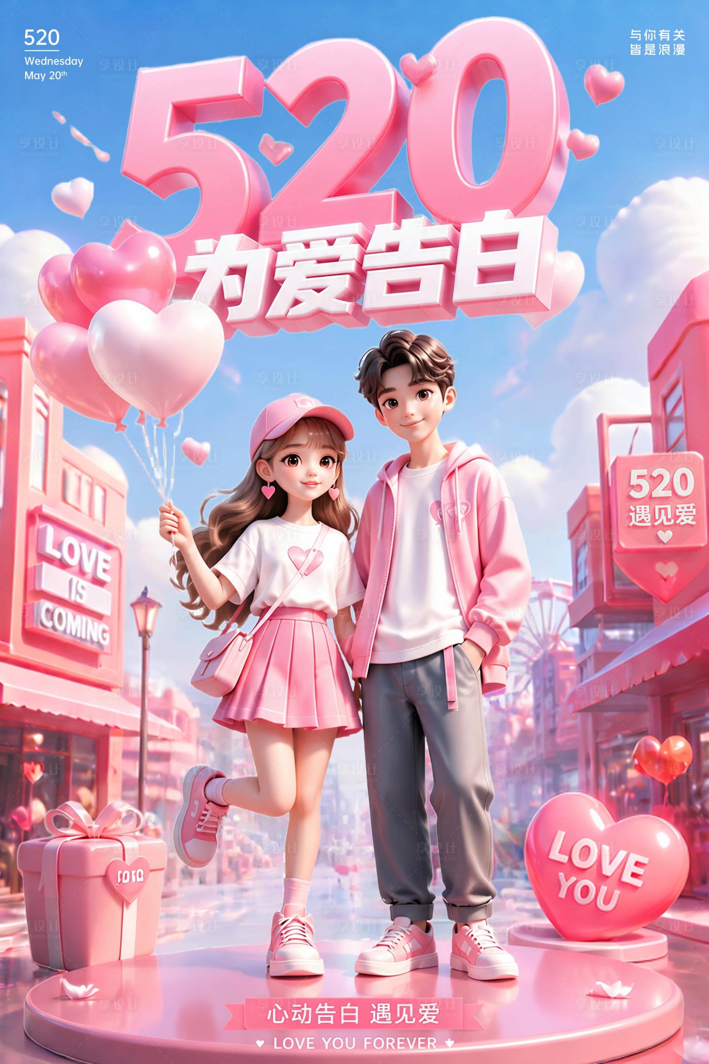 源文件下载【享设计】搜索编号：69010036795872745【520情人告白季活动海报】
