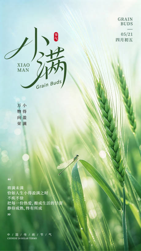 源文件下载【享设计】搜索编号：63400036884236048【清新治愈小满节气海报】