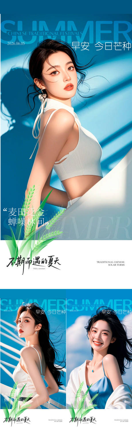 源文件下载【享设计】搜索编号：72340037020039934【医美早安芒种节气海报】