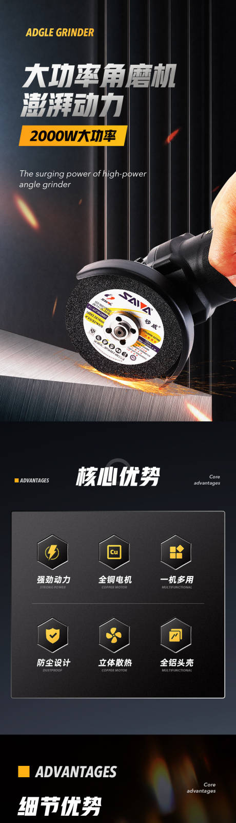 源文件下载【享设计】搜索编号：78980036800602364【五金工具电动角磨机机械详情页】