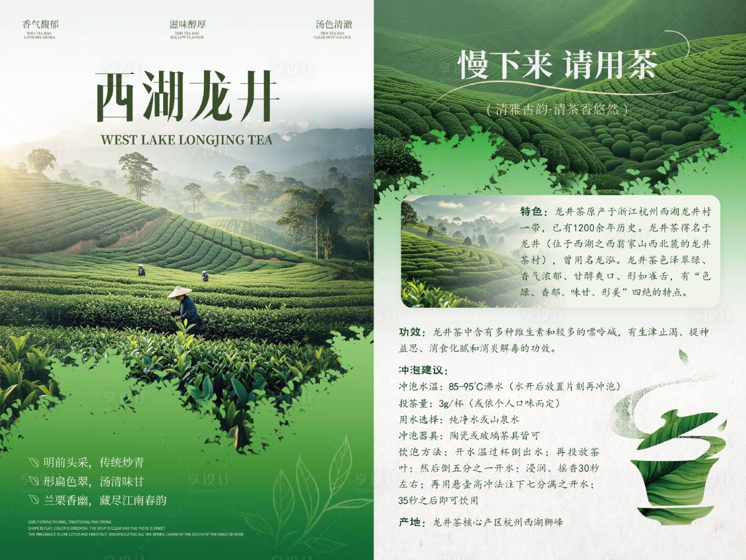 源文件下载【享设计】搜索编号：72840036798661155【西湖龙井卡片】