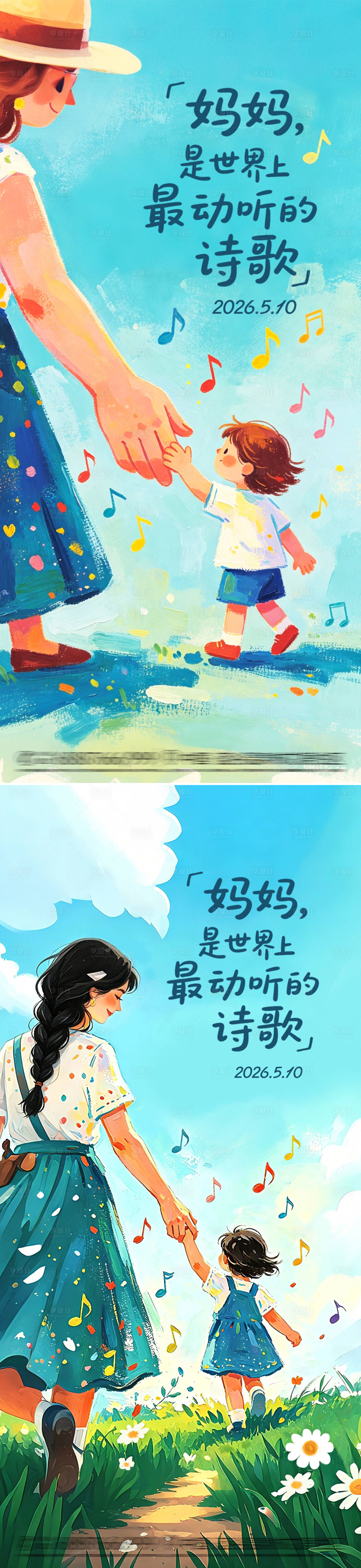 源文件下载【享设计】搜索编号：55070036751586372【母亲节温馨亲子主题宣传海报】