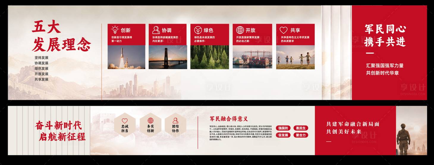 源文件下载【享设计】搜索编号：74590036889172217【军政主题文化墙】