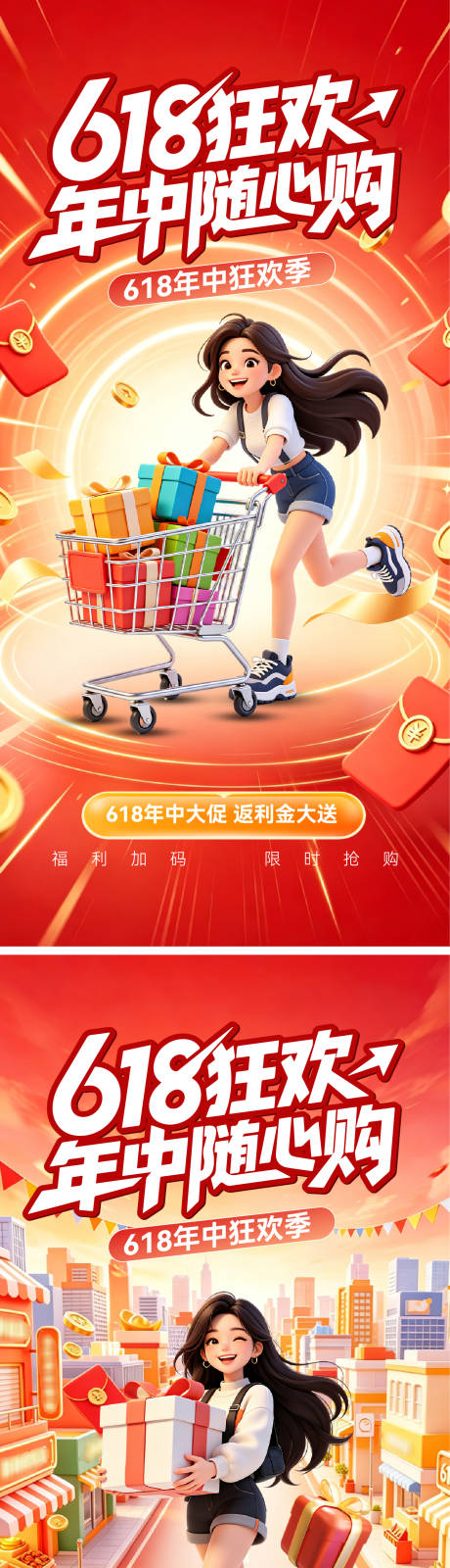 源文件下载【享设计】搜索编号：89020036932884553【618年中狂欢海报】