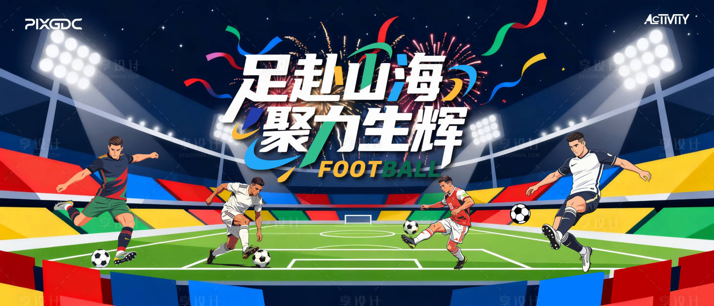 源文件下载【享设计】搜索编号：28510036777132724【足球插画活动展板】