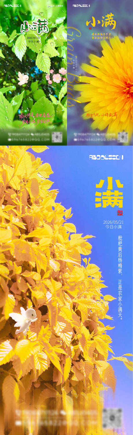 源文件下载【享设计】搜索编号：60940036720302684【小满节气灌木植物撞色海报】