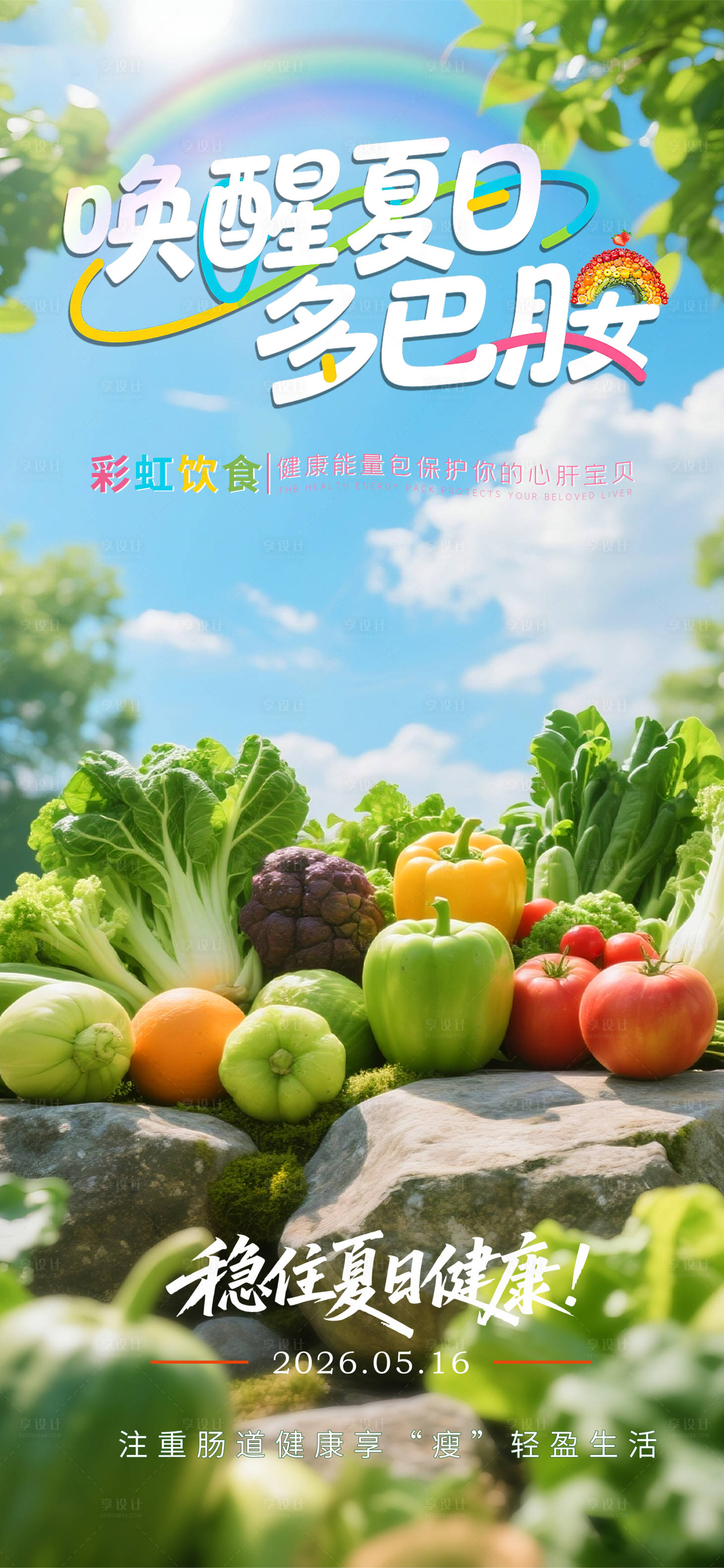 源文件下载【享设计】搜索编号：66780036681176252【夏日多巴胺健康饮食海报】