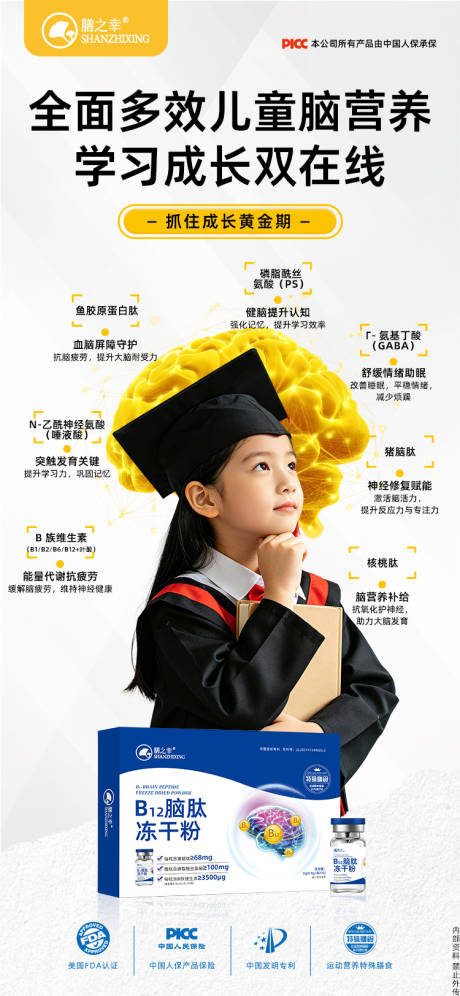 源文件下载【享设计】搜索编号：85610036729341067【大脑健康营养儿童产品功效成分】