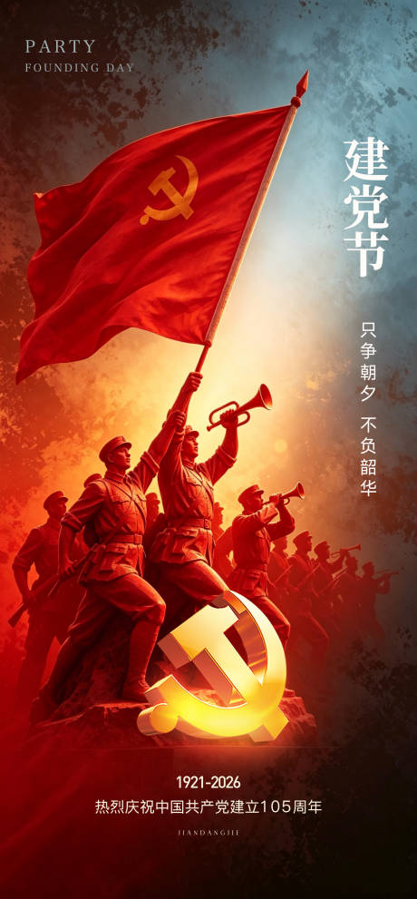 源文件下载【享设计】搜索编号：56080037339609013【建党节105周年海报】