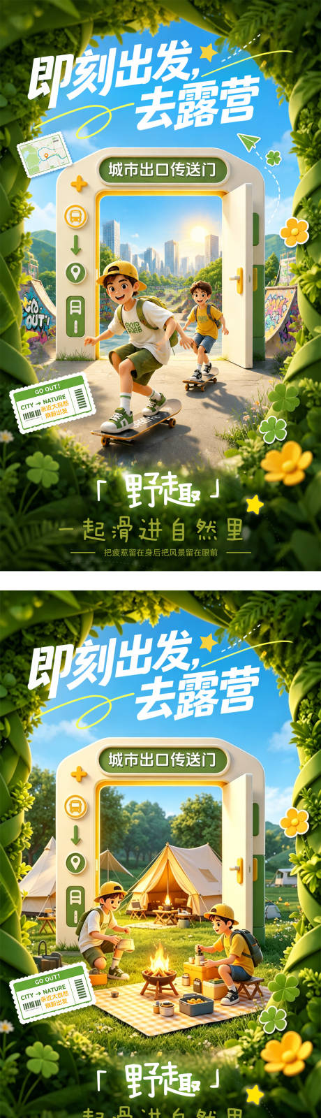 源文件下载【享设计】搜索编号：18960037575112335【露营文旅3D海报】