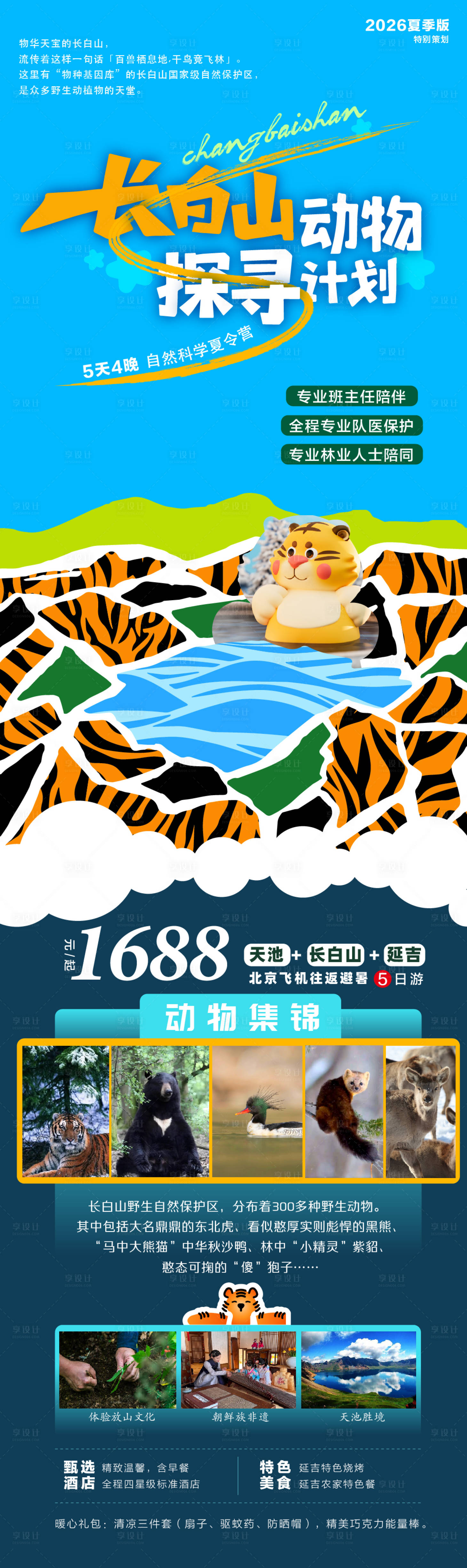 源文件下载【享设计】搜索编号：59350037170369089【长白山动物探寻夏令营海报】