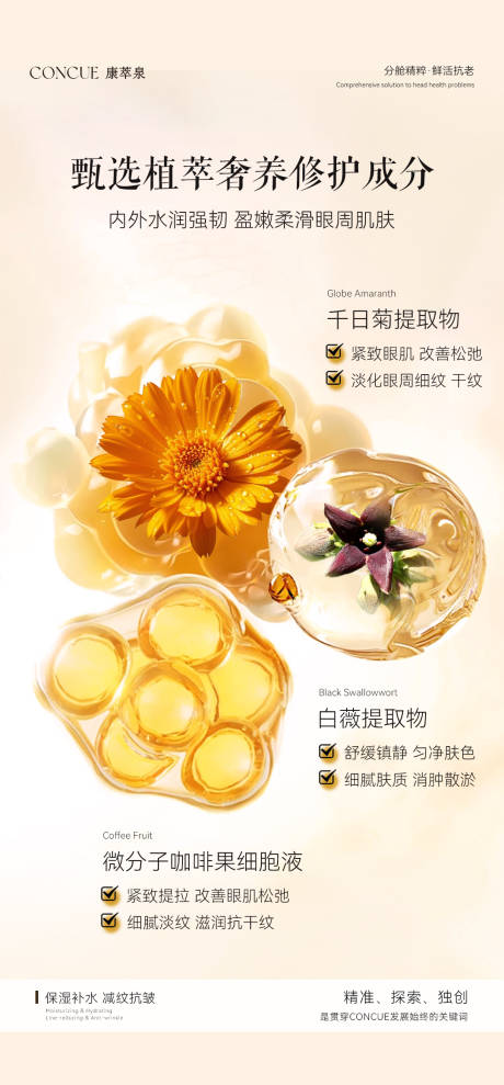 源文件下载【享设计】搜索编号：12460037141943596【眼精华霜养护成分宣传海报】