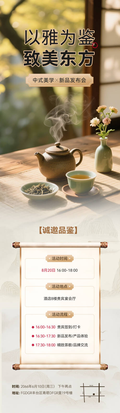 源文件下载【享设计】搜索编号：96770037294608585【新品发布会商务会议中式邀请函长图海报】