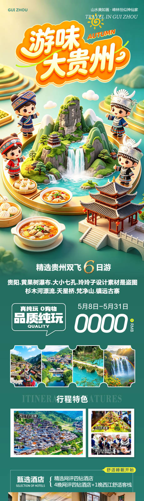 源文件下载【享设计】搜索编号：76390037210572333【游味贵州旅游长图】