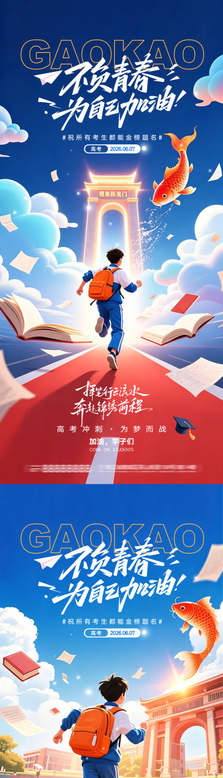 源文件下载【享设计】搜索编号：34620037150108917【高考加油金榜题名冲刺海报】