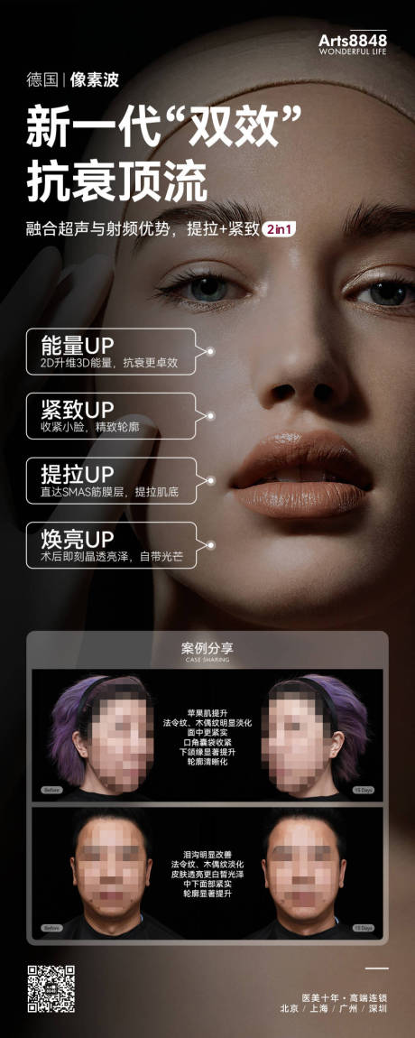 源文件下载【享设计】搜索编号：41180027717665126【医美像素波仪器科普案例海报】