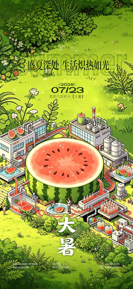 源文件下载【享设计】搜索编号：78570037857399208【大暑节气海报】