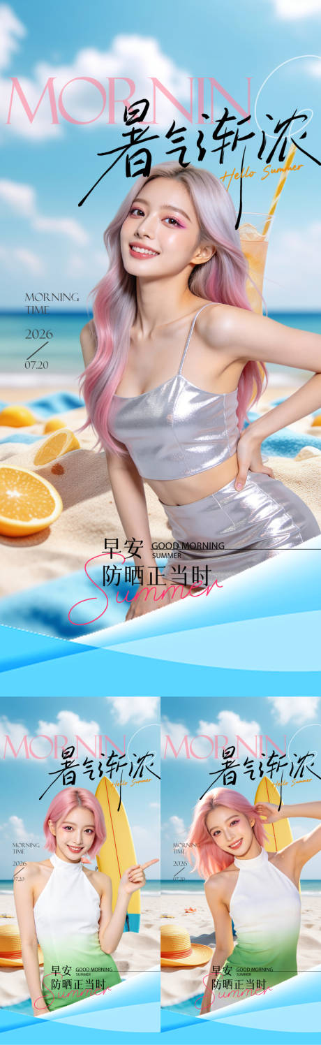 源文件下载【享设计】搜索编号：84970037726088427【医美夏日早安日签海报】
