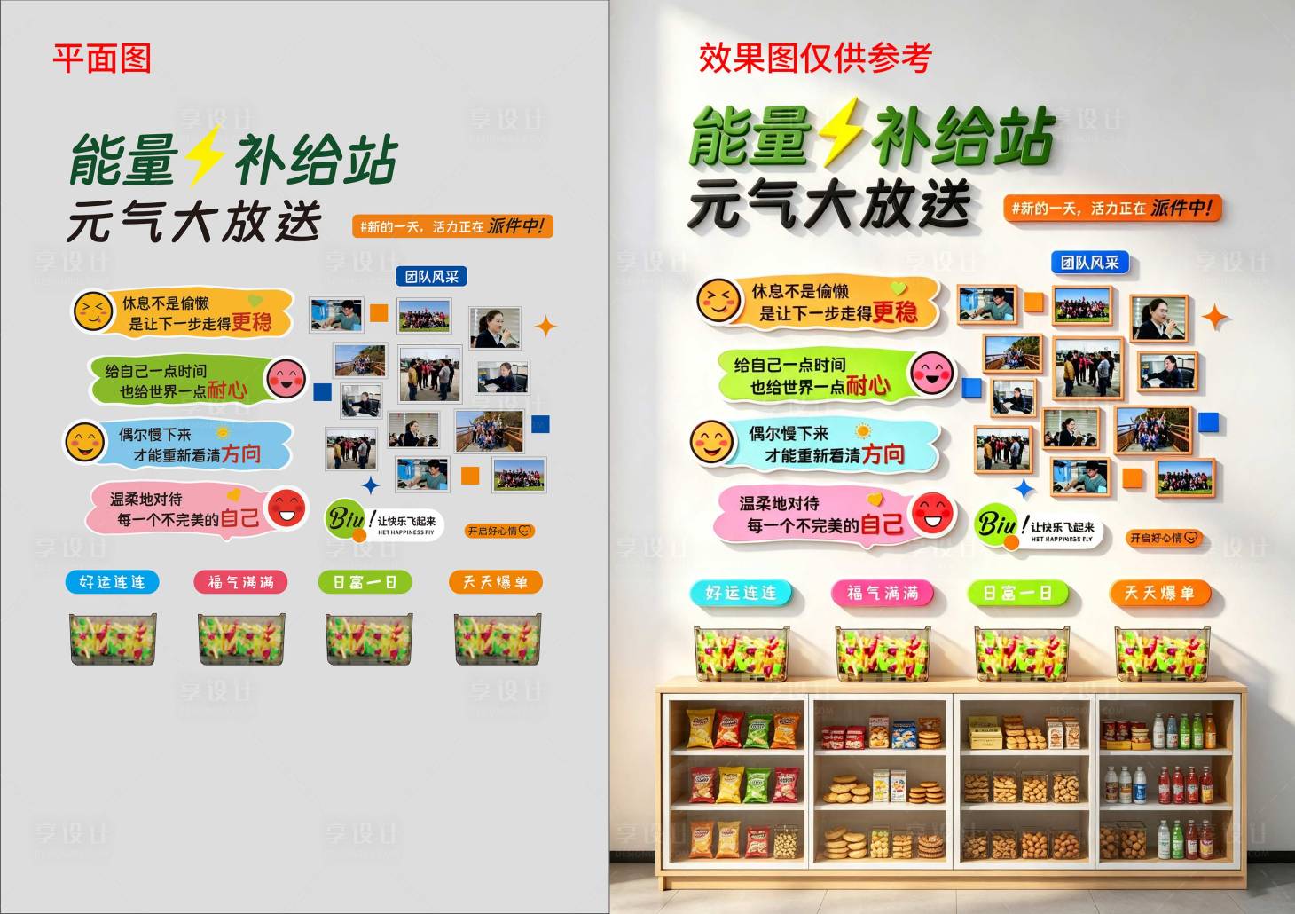 源文件下载【享设计】搜索编号：62270037918666084【能量补给站文化墙】