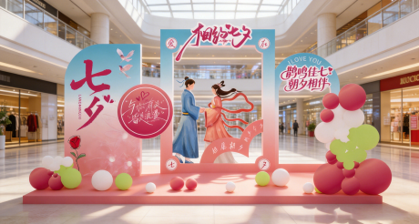 源文件下载【享设计】搜索编号：74760037956629702【七夕节美陈布置】