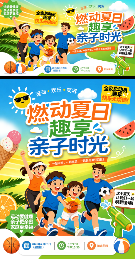 源文件下载【享设计】搜索编号：38670037779992235【燃动夏日趣享亲子时光】