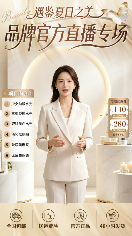 源文件下载【享设计】搜索编号：49040037885159001【美业医美美妆直播贴片】
