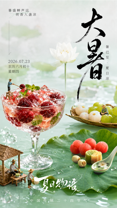 源文件下载【享设计】搜索编号：94730037910064534【大暑海报】