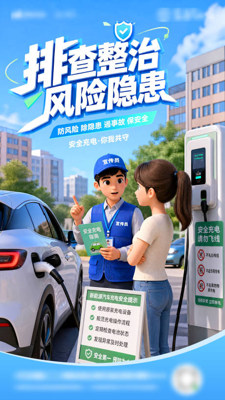 源文件下载【享设计】搜索编号：26160037749993883【夏日新能源汽车电车充电指南排查风险科】