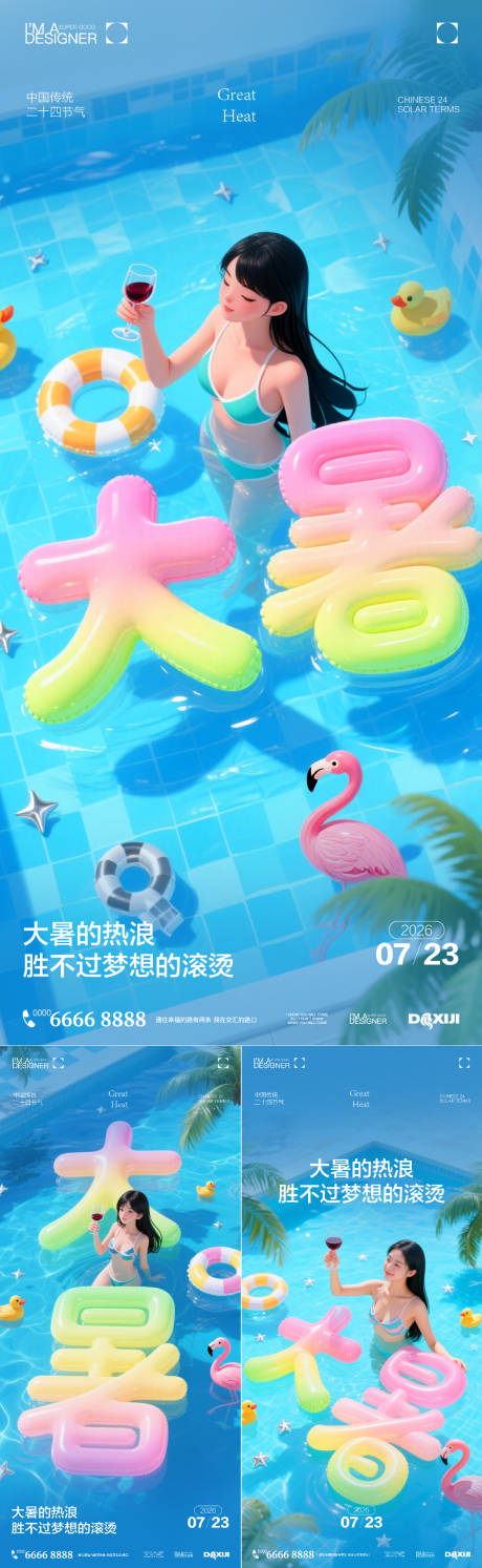 源文件下载【享设计】搜索编号：34710037868794833【大暑节气海报】